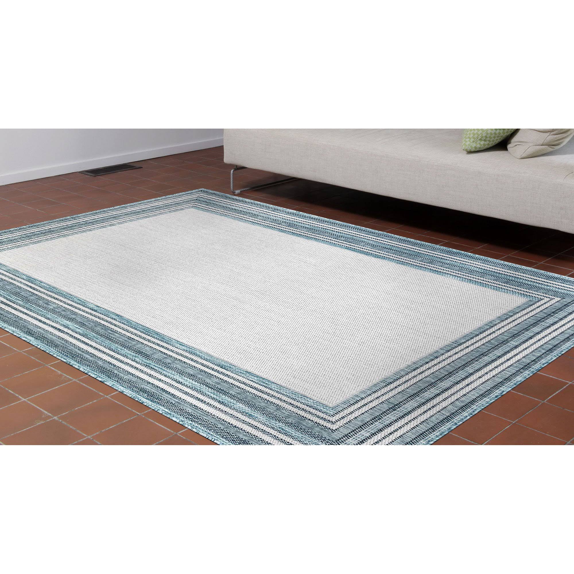 Liora Manne Carmel Multi Border Indoor/Outdoor Rug Navy 7&10x22x9&10x22