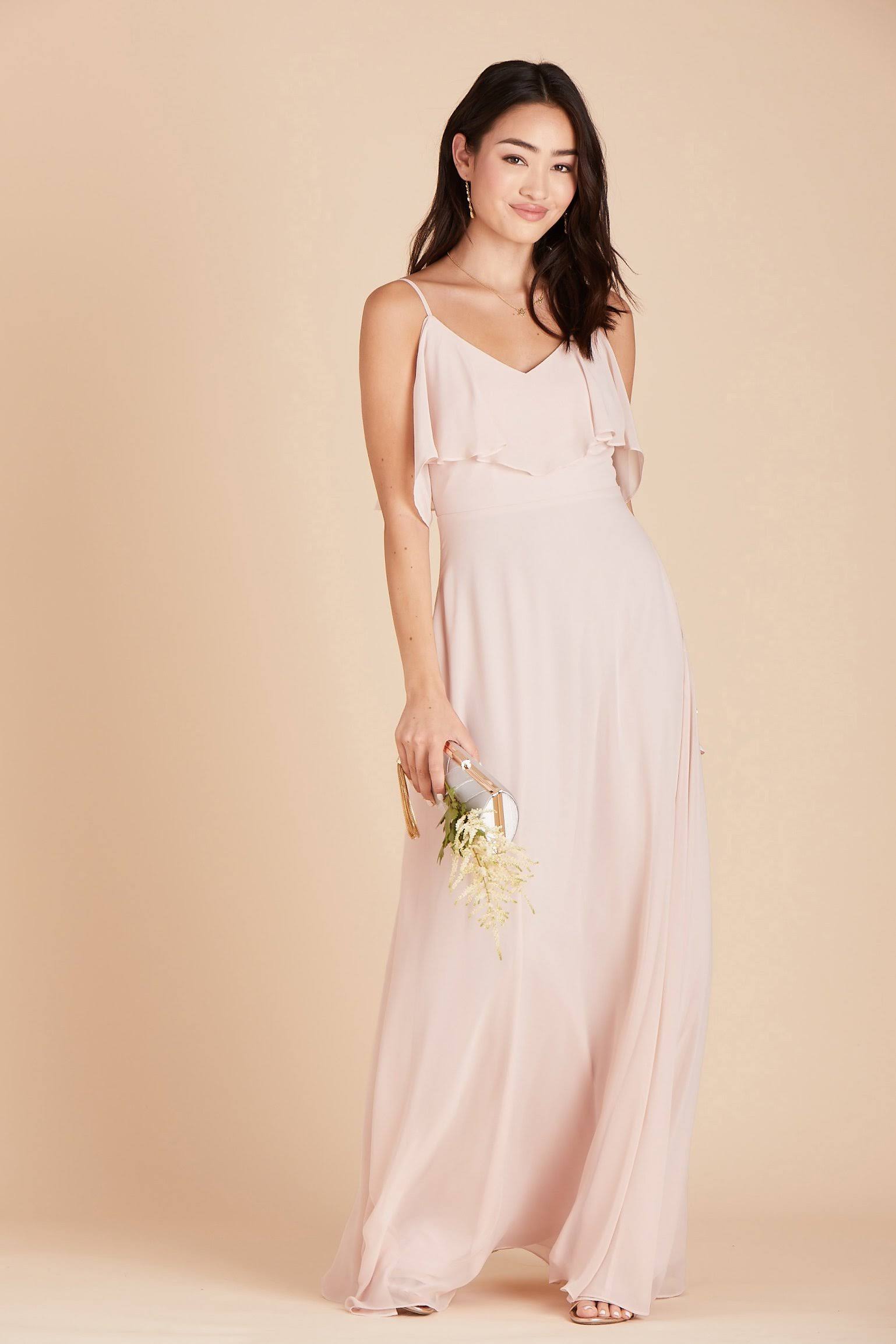Birdy Grey Jane Convertible Chiffon Bridesmaid Dress in Pale Blush XXL / Pale Blush / No Slit