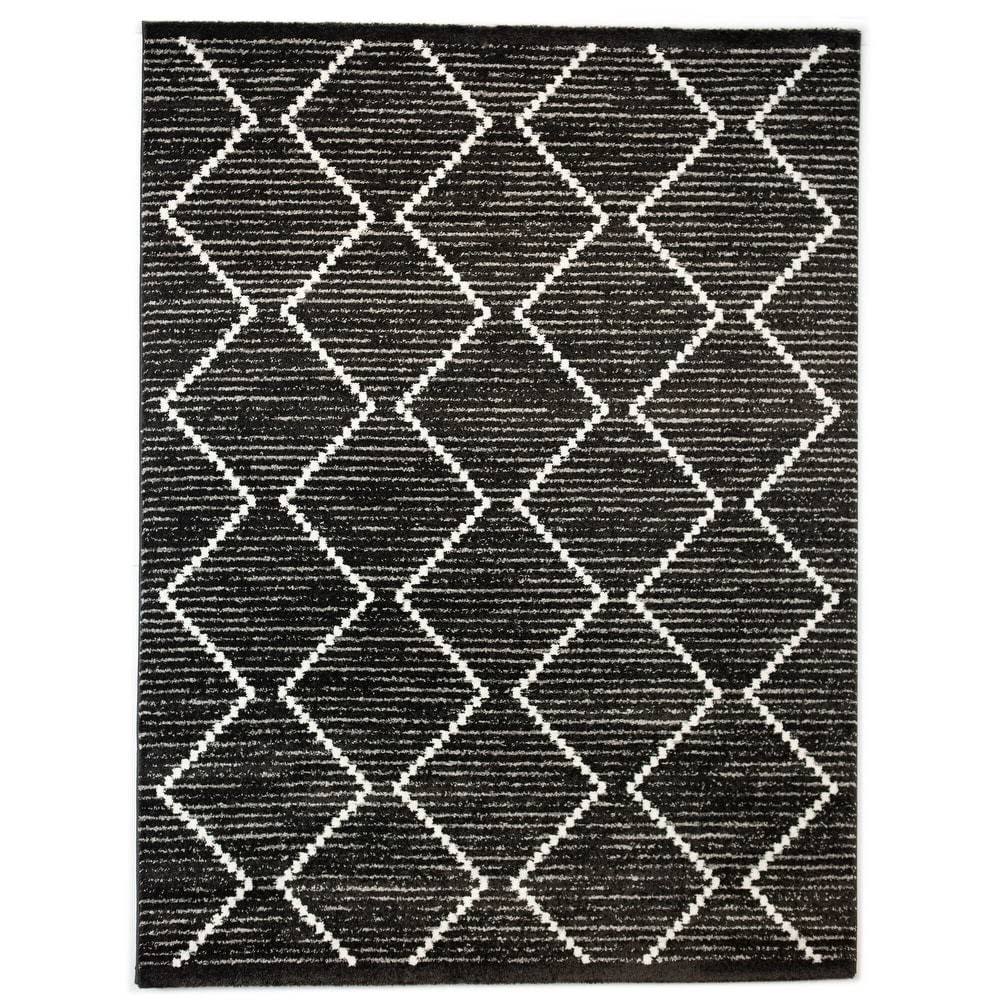 Oscar Geometric Modern Area Rug - 6&7x22 x 9& - Black