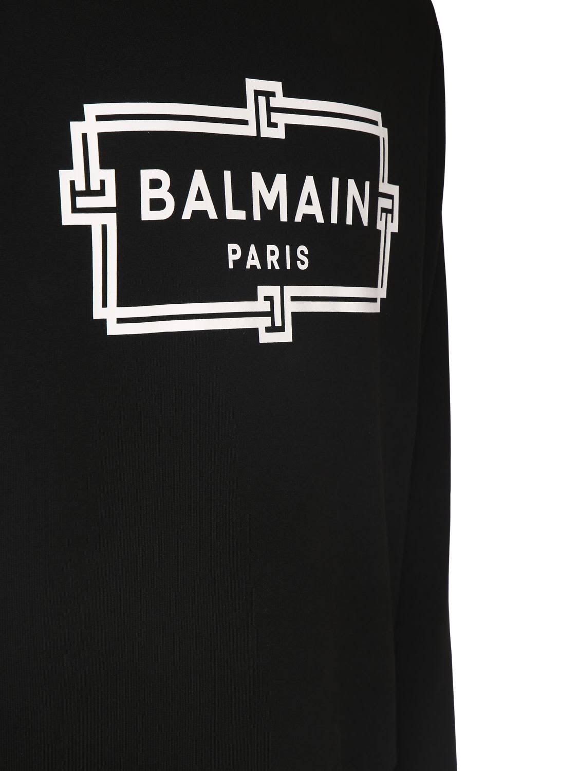 Balmain Logo Print Cotton Jersey Sweatshirt - Black - Sweatshirts