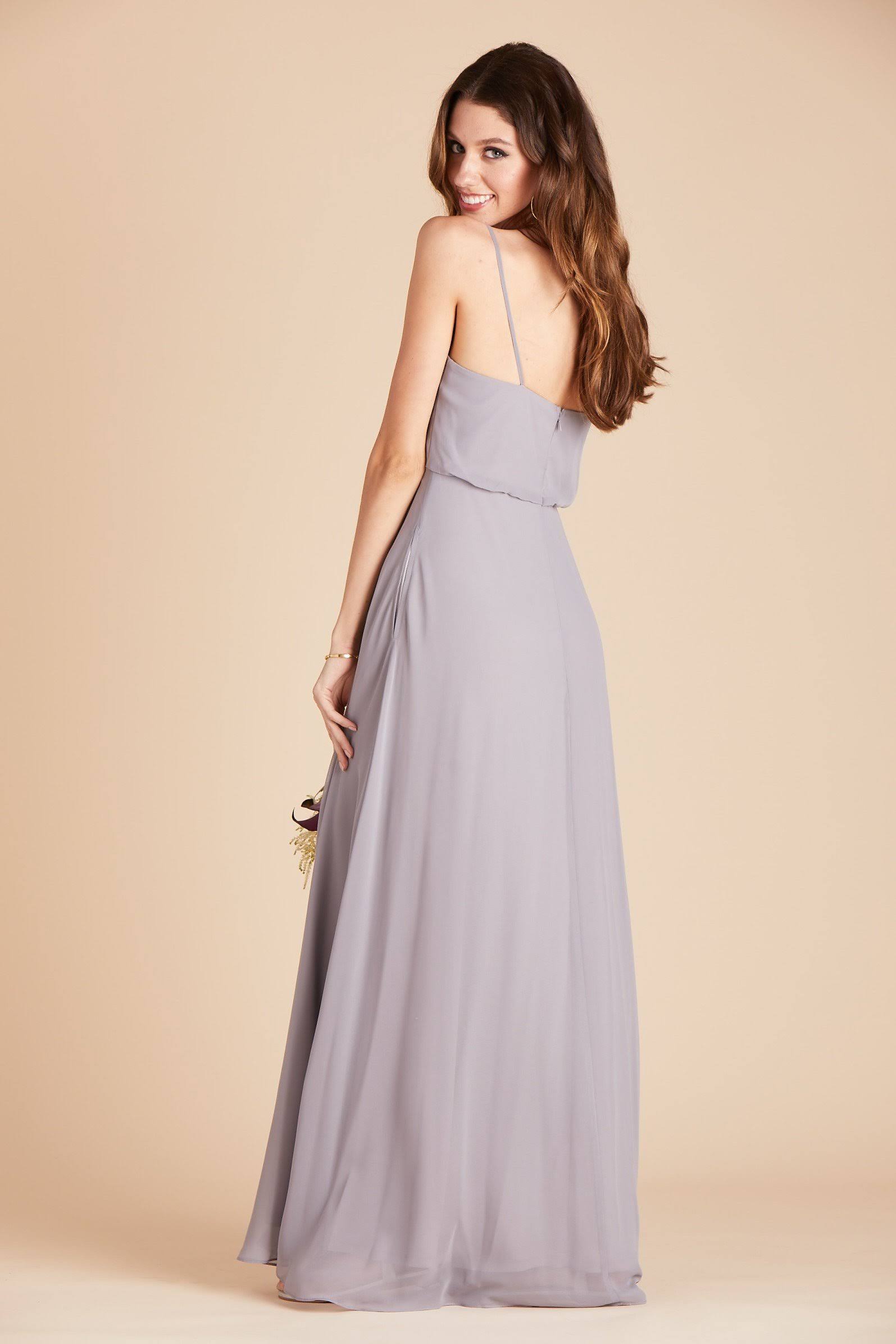 Birdy Grey Gwennie Chiffon Bridesmaid Dress in Silver XL / Silver