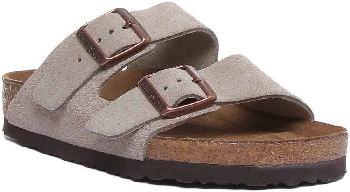 Birkenstock Arizona Suede Soft Footbed Sandals - Taupe