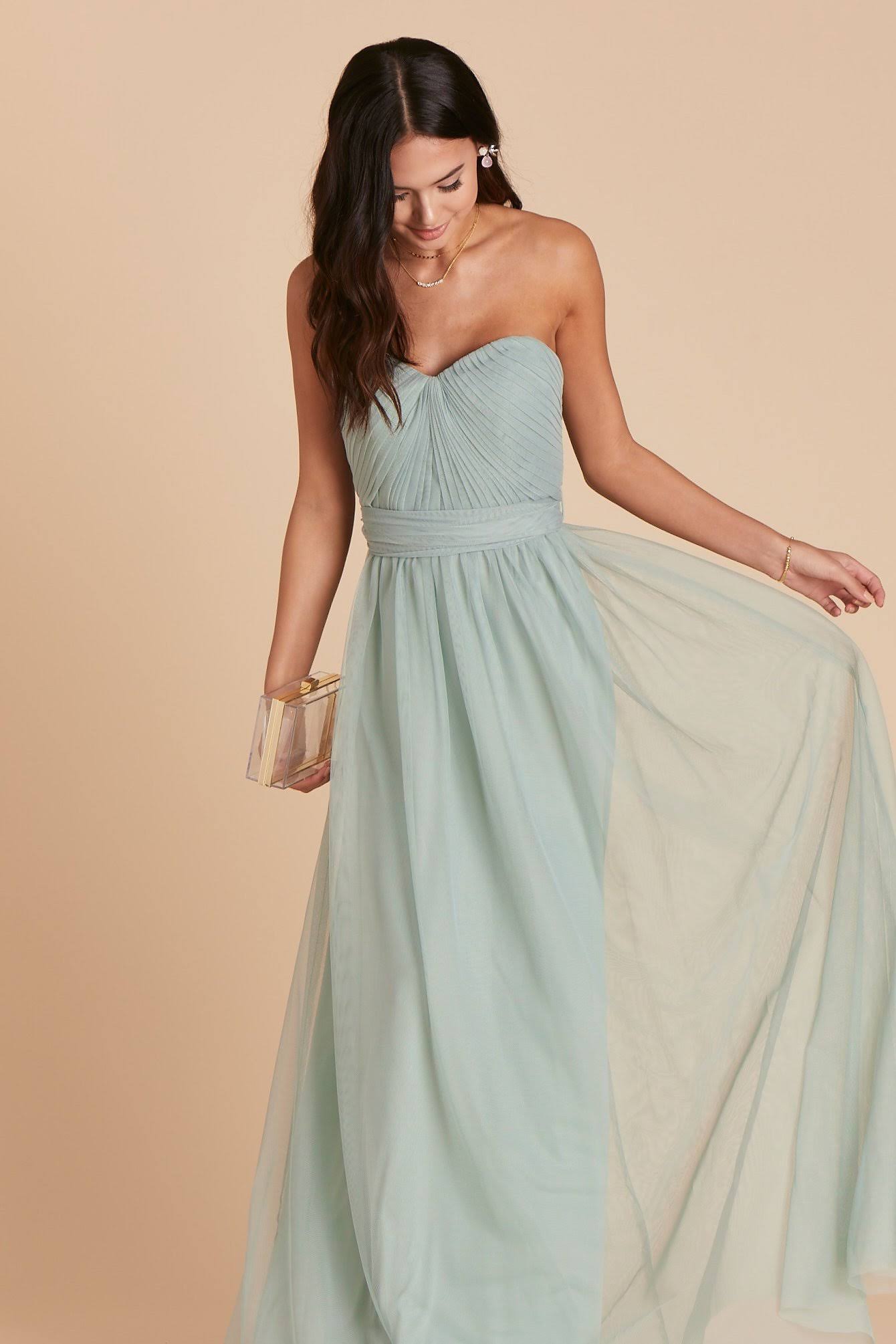 Birdy Grey Christina Convertible Tulle Bridesmaid Dress in Sage Xs / Sage
