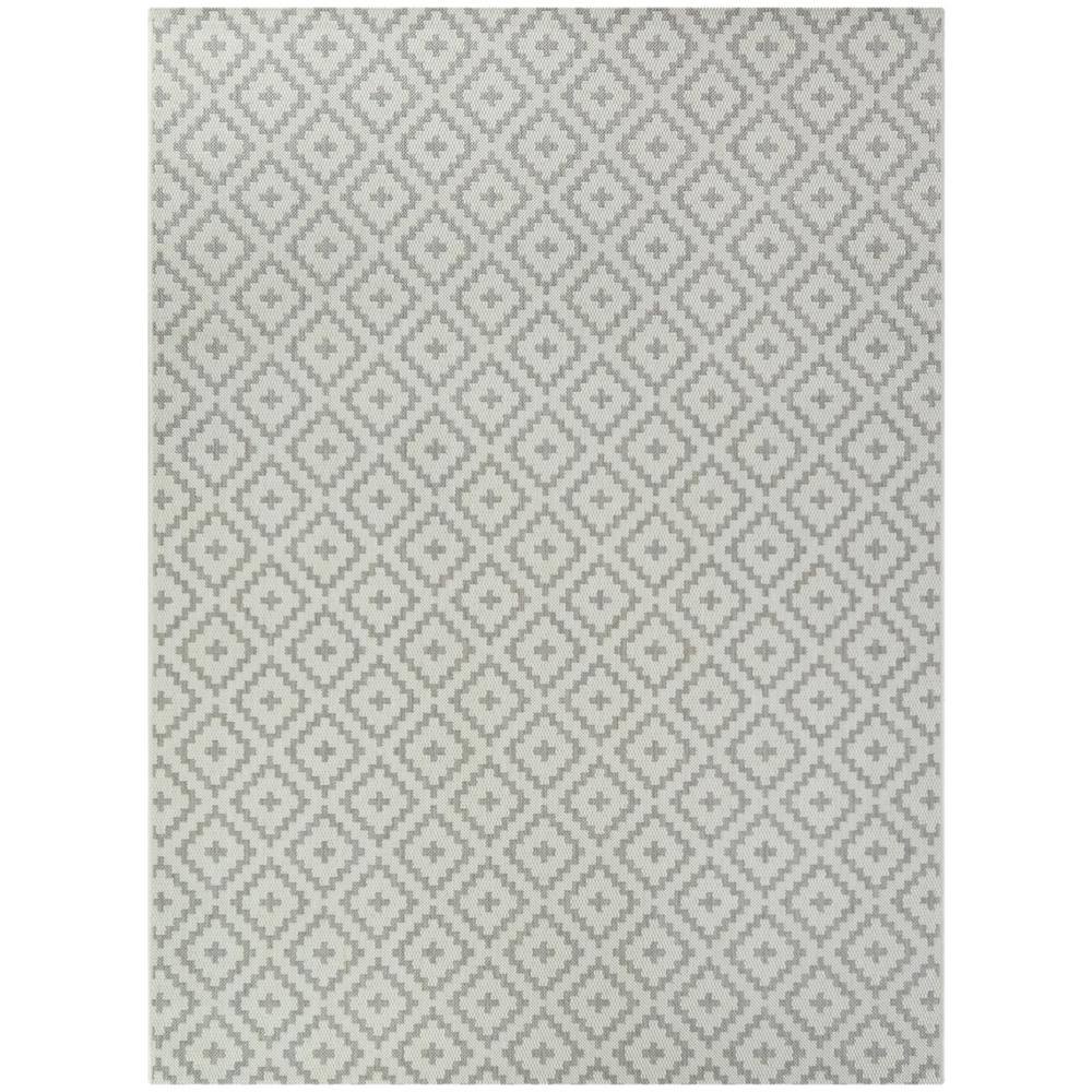 BALTA Cassady White 5 ft. x 7 ft. Diamond Trellis Indoor/Outdoor Area Rug