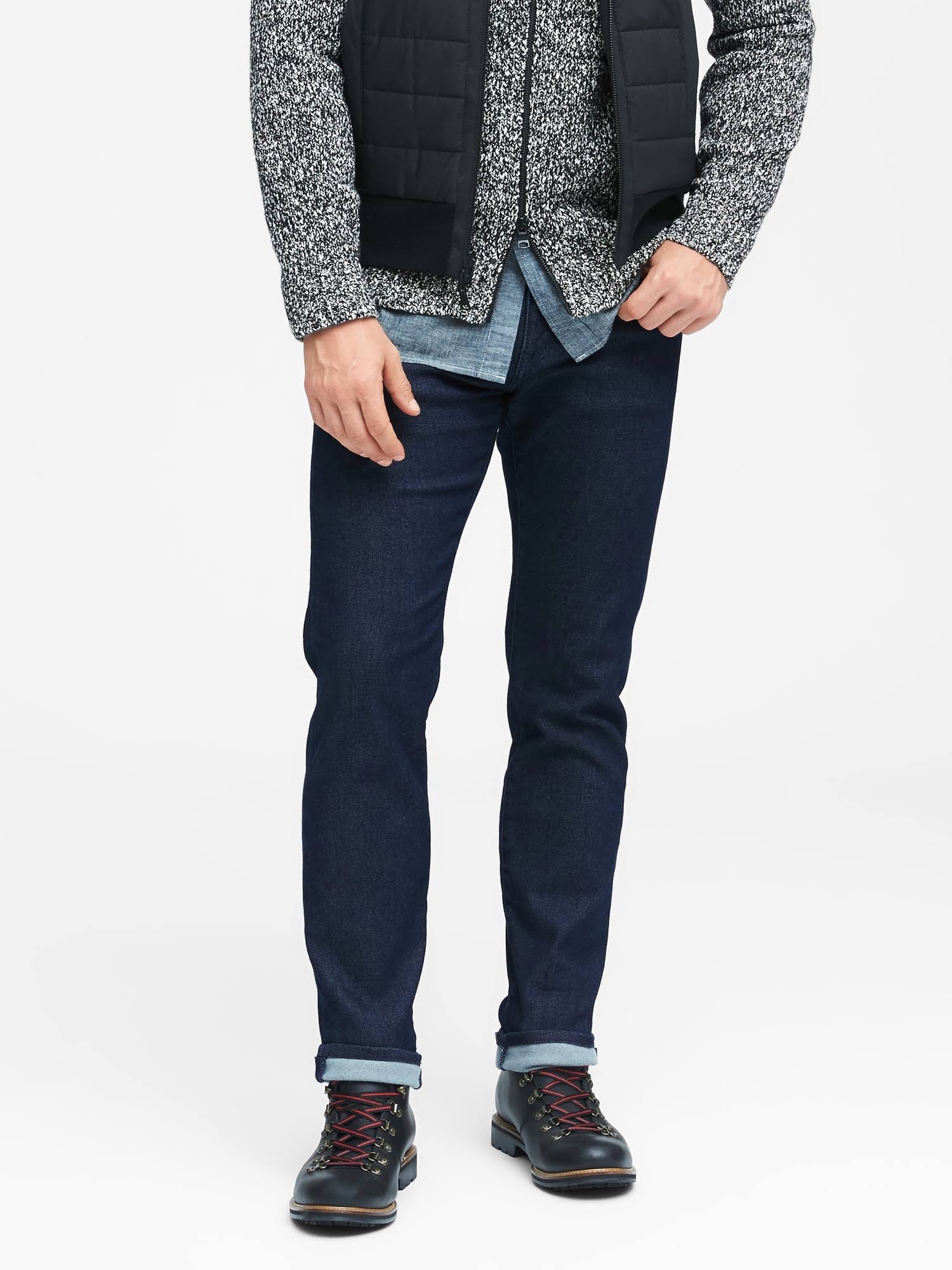 Banana Republic Men's Slim Dark Wash Japanese Traveler Jean Rinse Wash Size 32W 30L