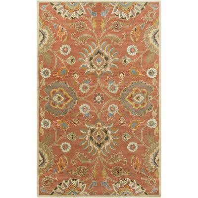 Arden Floral Handmade Tufted Wool Burnt Orange Area Rug Birch Lane Rug Size: Rectangle 4& x 6&