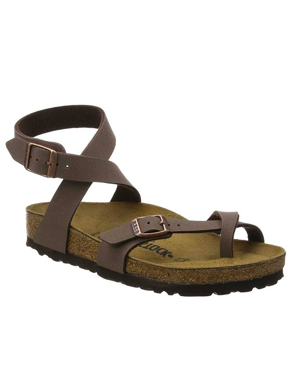 Women's Birkibuc Yara Leather Sandal in Mocha by Birkenstock