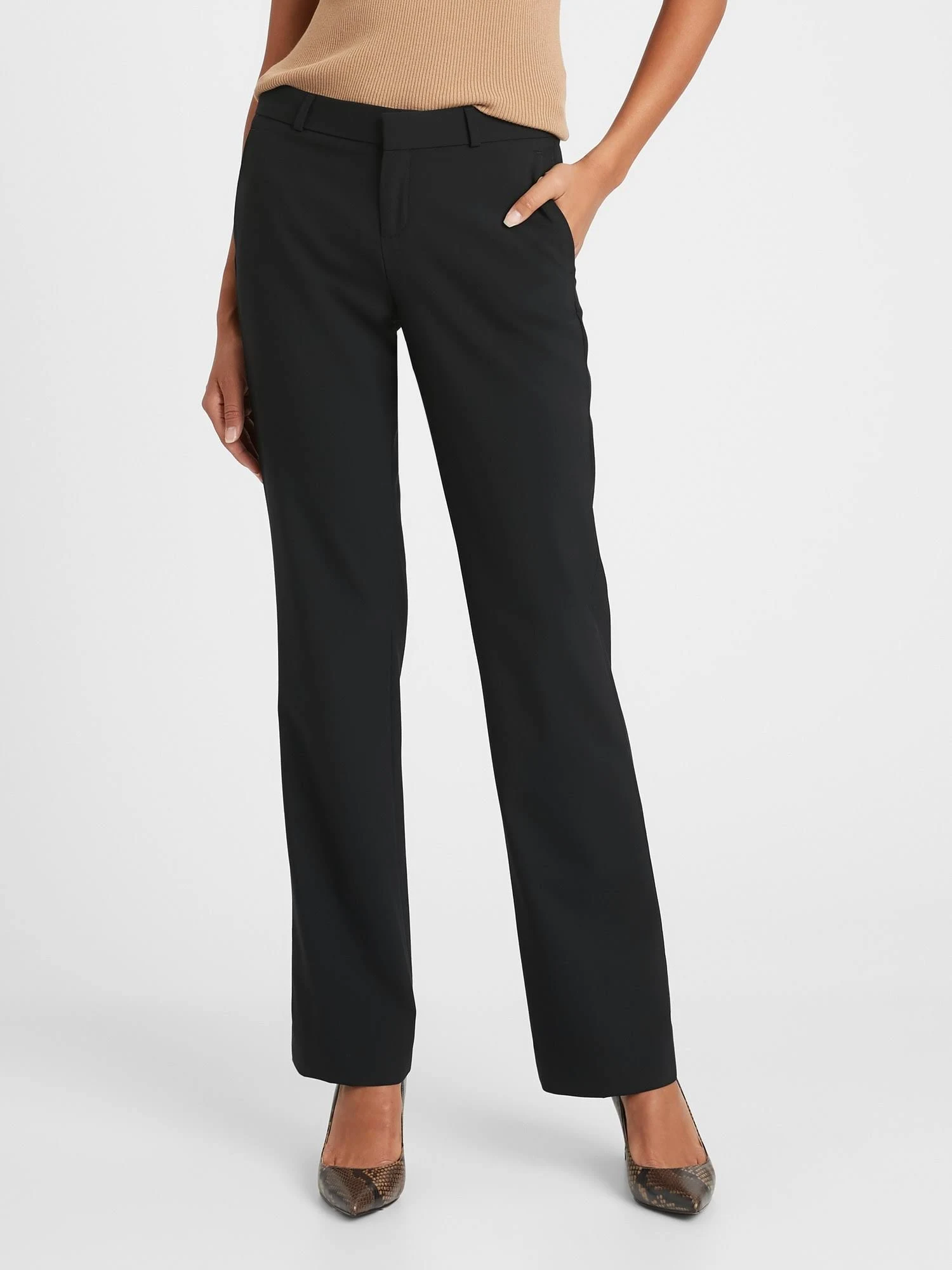 Banana Republic Women's Logan Trouser-Fit Washable Wool-Blend Pant Black Size 6 Regular