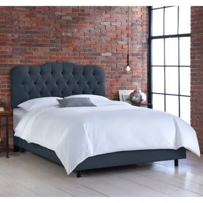 Stella Upholstered Bed Color: Linen Blend Navy, Size: Twin