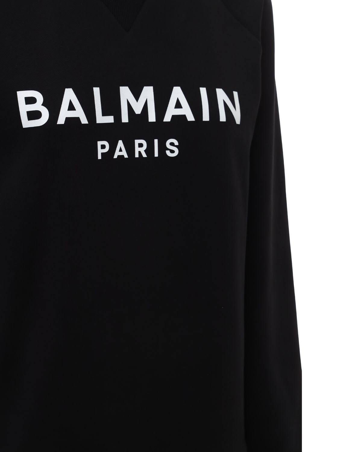 Balmain Logo Cotton Jersey Sweatshirt - Black - Sweatshirts