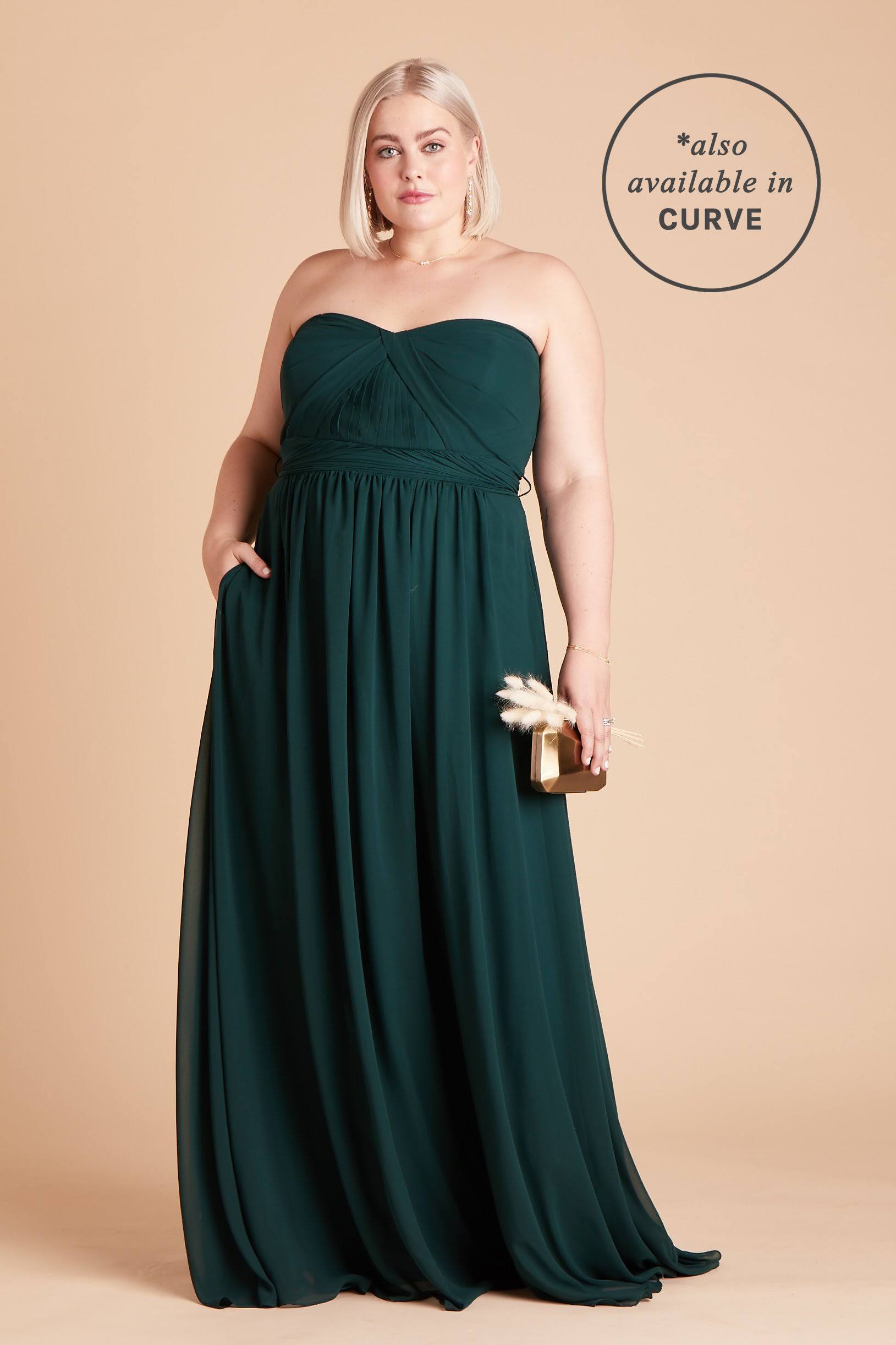 Birdy Grey Grace Convertible Chiffon Bridesmaid Dress in Emerald L / Emerald