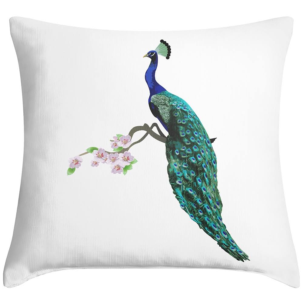 Peacock Right Facing 18x22 Square Throw Pillow - Style #30N89