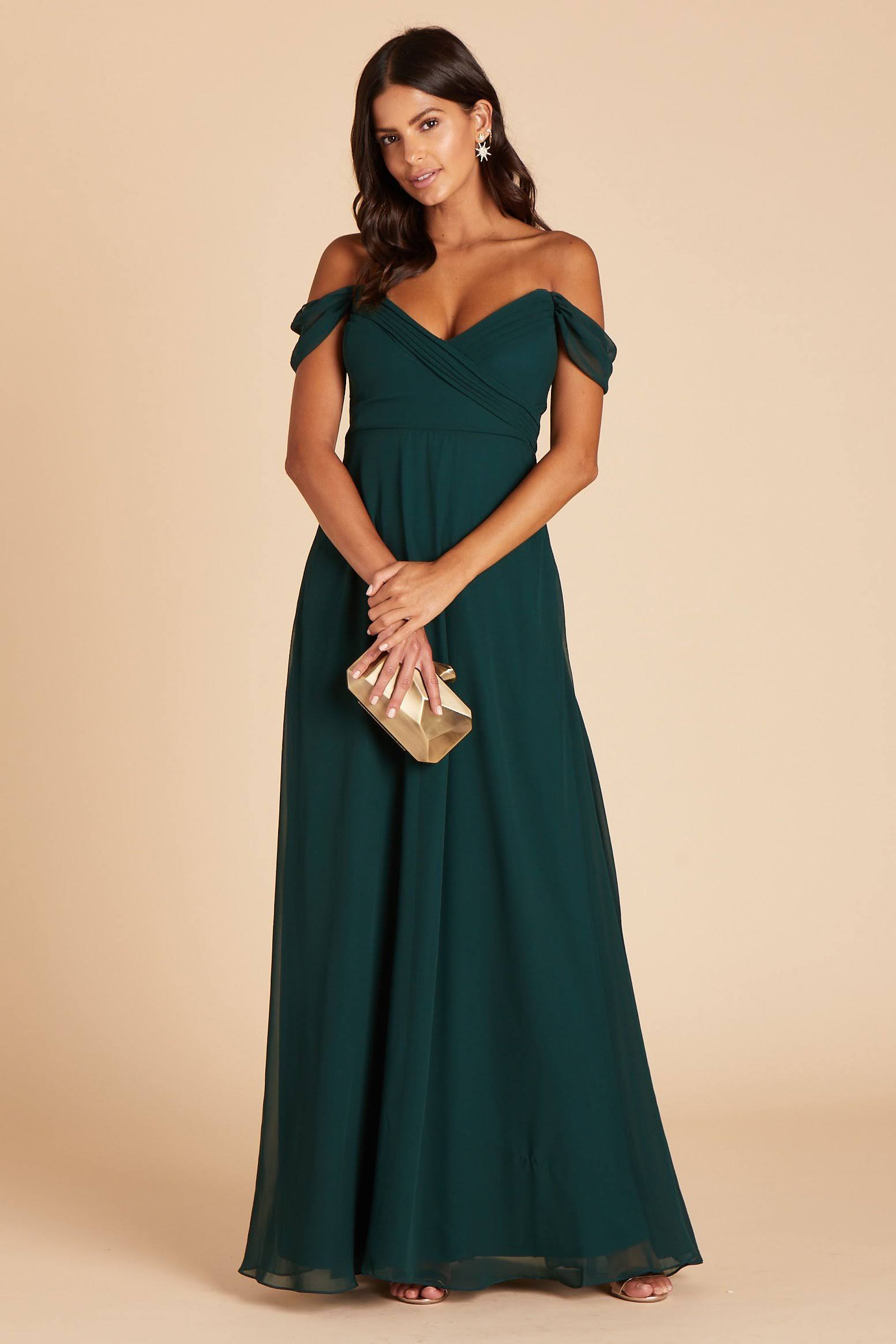 Birdy Grey Spence Convertible Chiffon Bridesmaid Dress in Emerald S / Emerald / No Slit