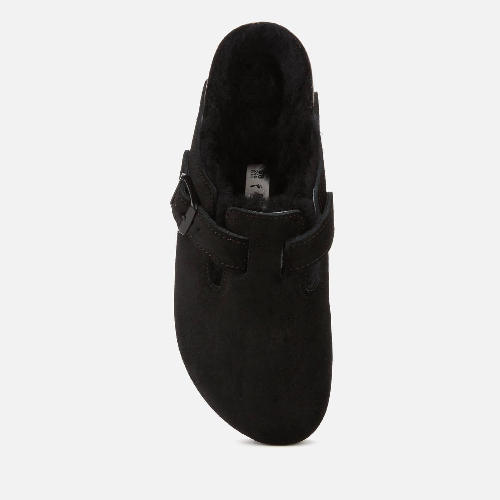 Birkenstock Boston Suede Leather Black Shearling Clogs
