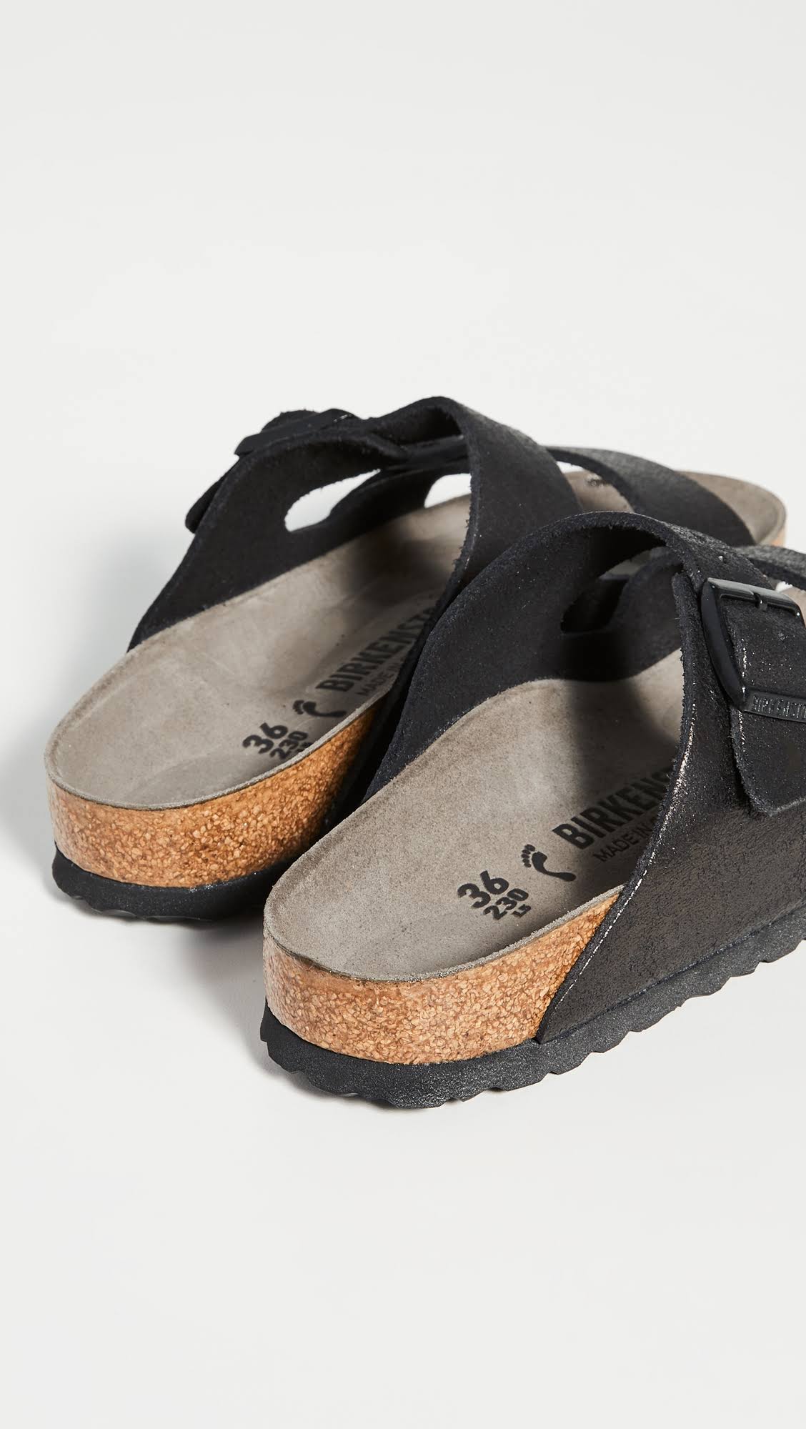 Birkenstock Women's Arizona Sandal - 36 - Washed Metallic Antique Black