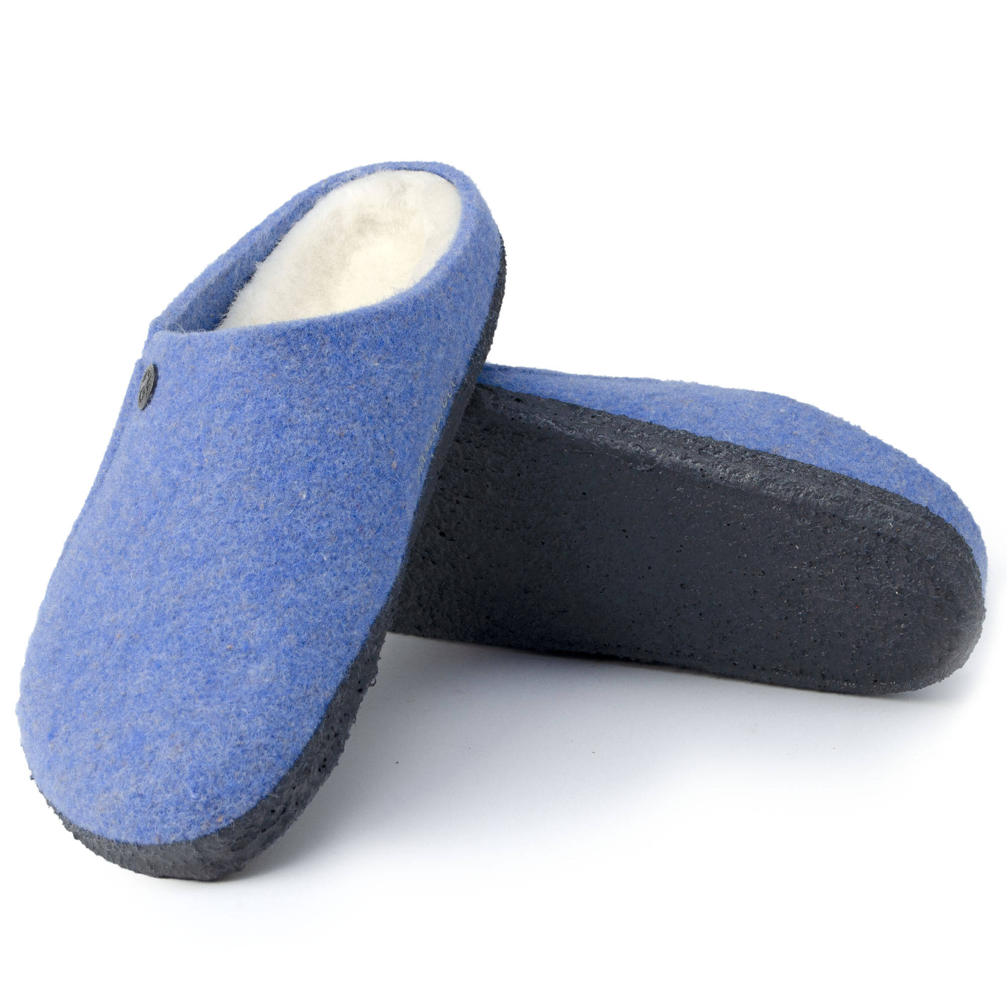 BIRKENSTOCK Zermatt Wool Felt Light Blue Shearling Clogs