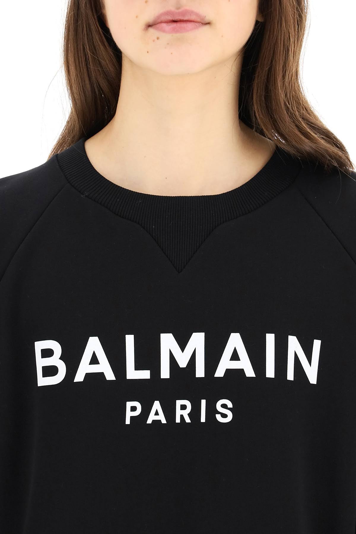 Balmain Logo Cotton Jersey Sweatshirt - Black - Sweatshirts