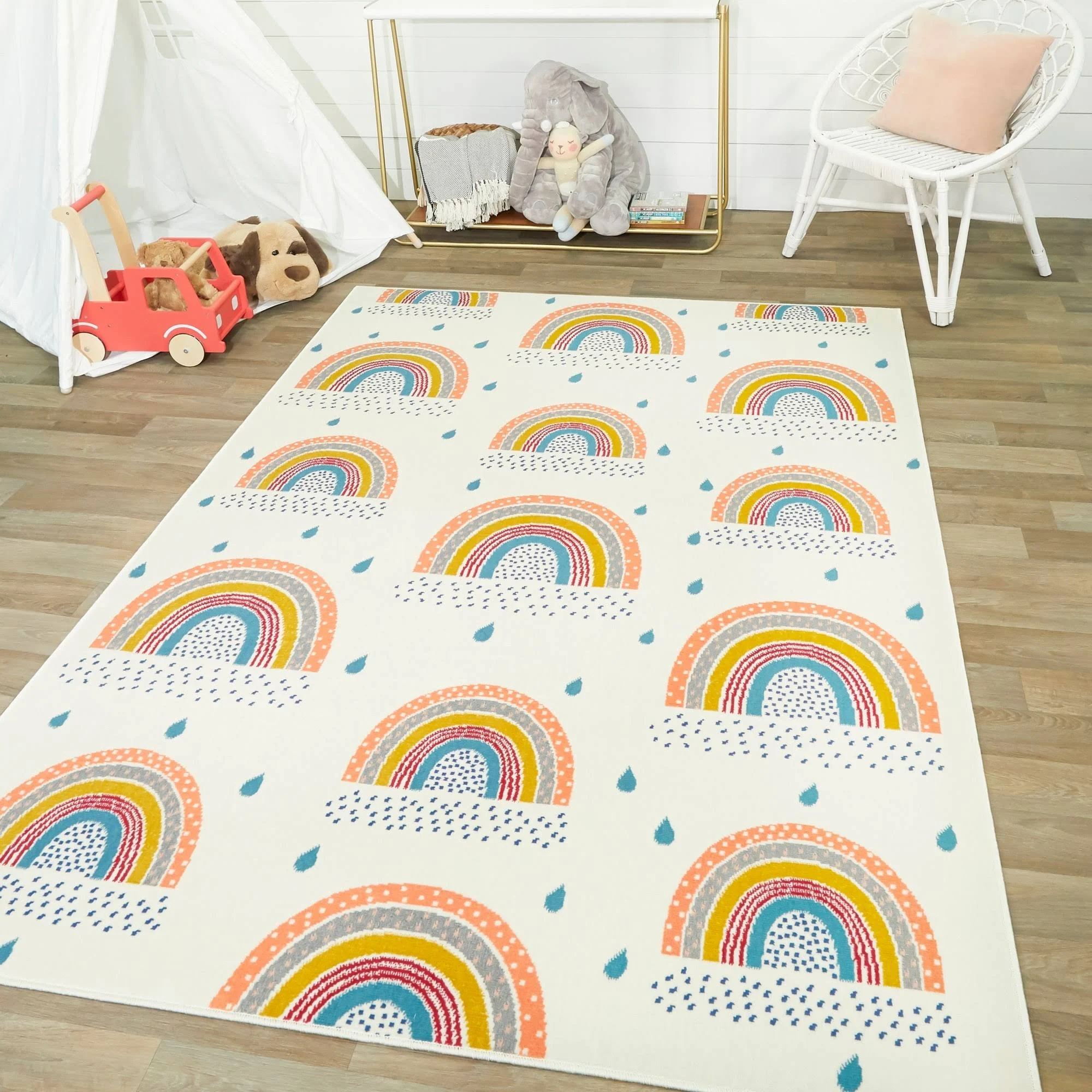 Balta Chasing Rainbows Off-White 4 ft. x 6 ft. Area Rug, Beige