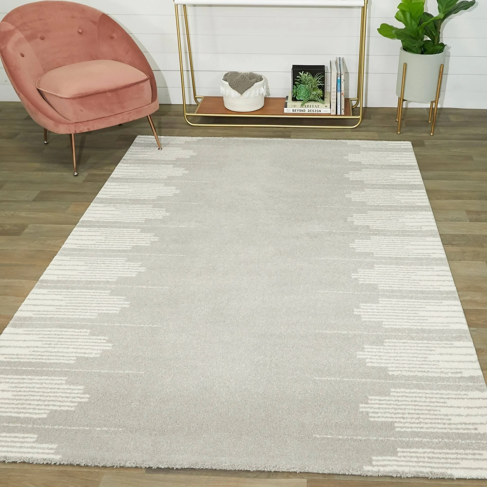Decarlo Modern Art Deco Area Rug - 2&7x22 x 7& - Light Grey