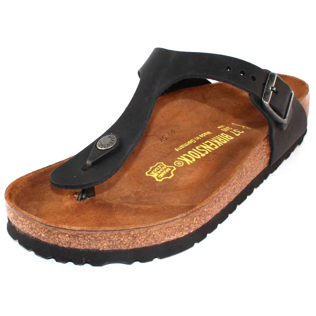 Birkenstock Gizeh Oiled Leather Women's Sandals Black Oiled Leather : 40 (US Women's 9-9.5) Regular