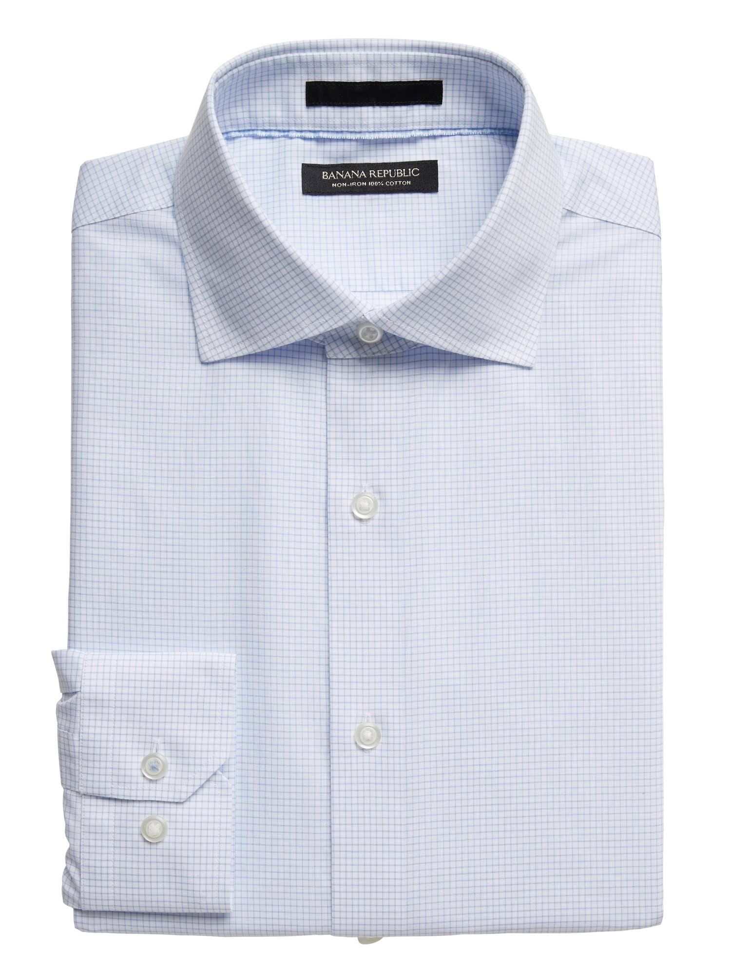 Banana Republic Men's Slim-Fit Non-Iron Dress Shirt with Cutaway Collar Marfa Blue Size Xxs