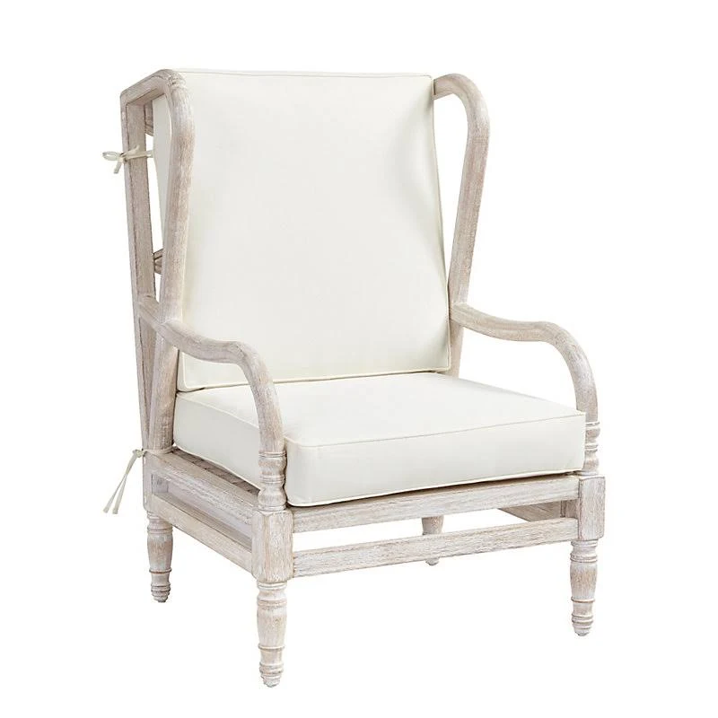 Ceylon Whitewash Wingback Occasional Chair with Cushions - Ballard Designs