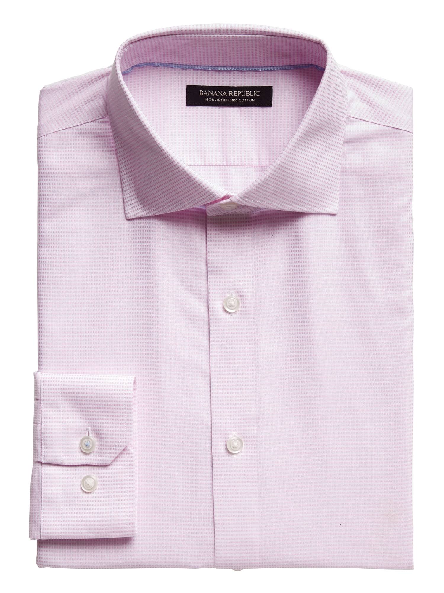 Banana Republic Men's Slim-Fit Non-Iron Dress Shirt with Cutaway Collar Dahlia Pink Size Xxs