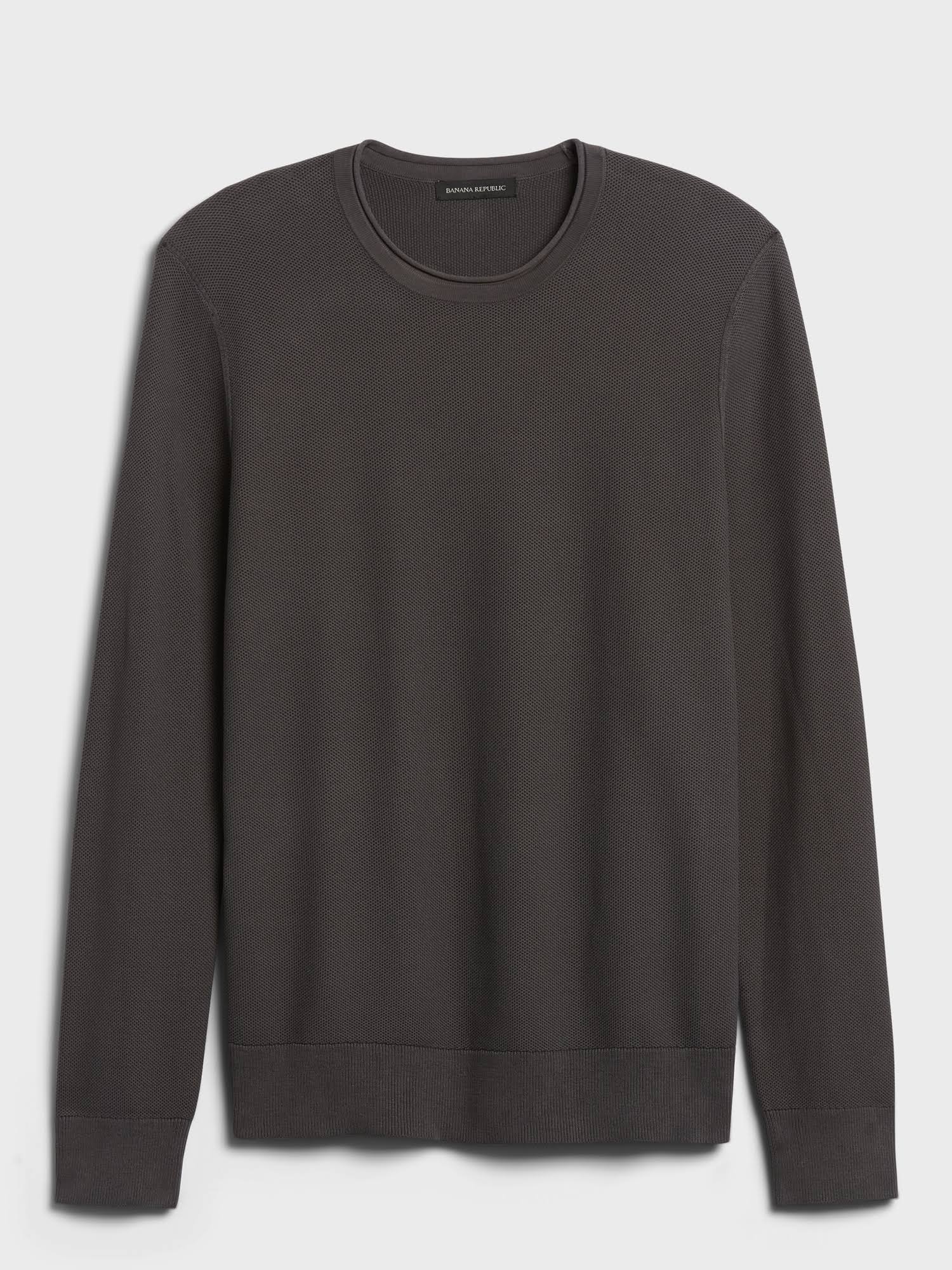 Banana Republic Men's Cotton Waffle-Knit Sweater Dark Charcoal Size S