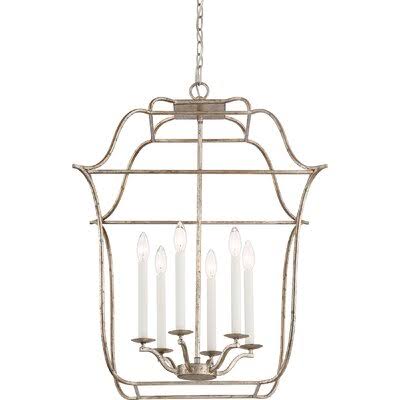 Caulksville Lantern Geometric Chandelier Birch Lane Finish: Century Silver Leaf, Number of Lights: 6