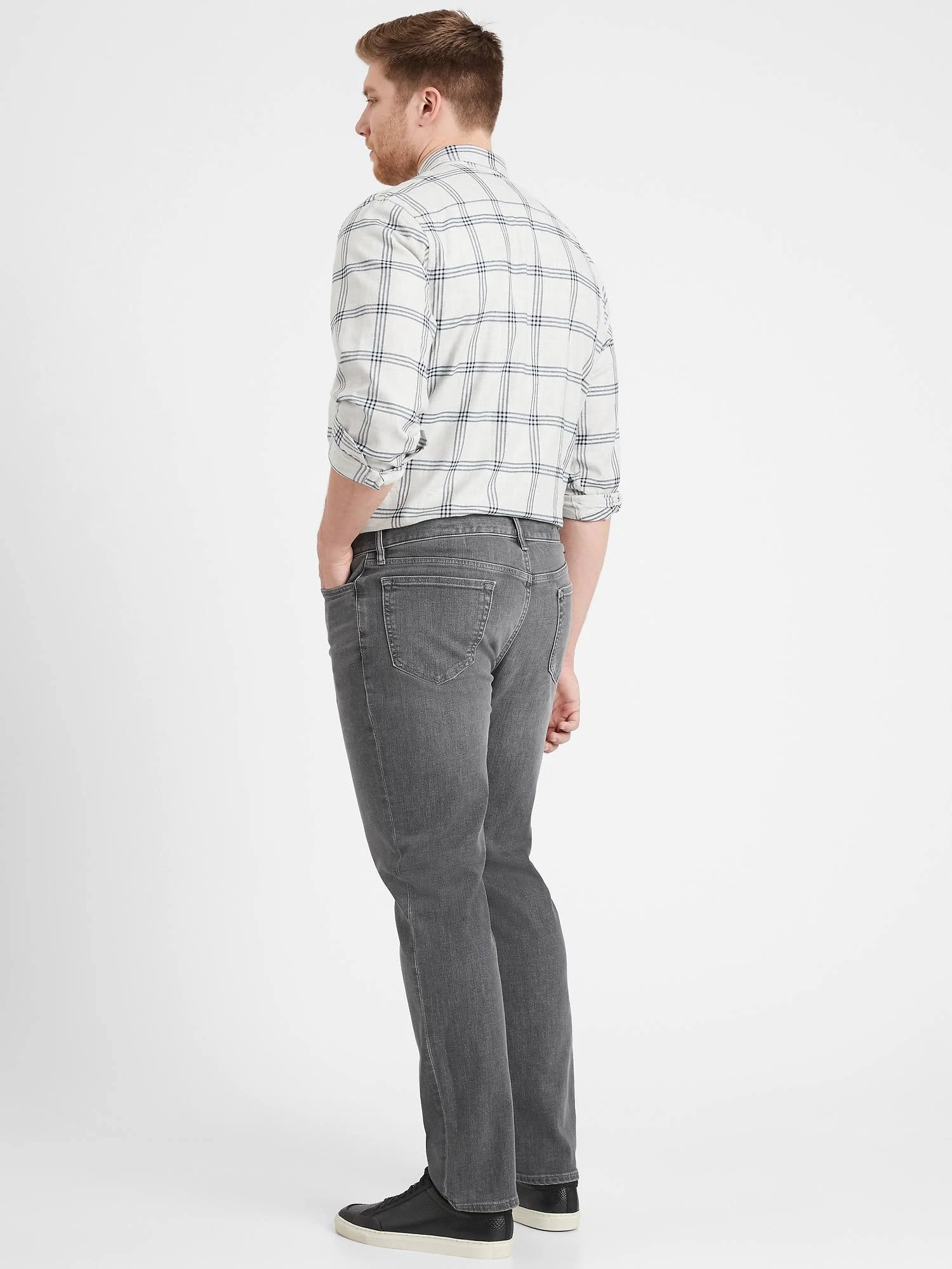 Banana Republic Men's Slim Rapid Movement Denim Jean with Coolmax Technology Slate Gray Wash Size 28W 32L