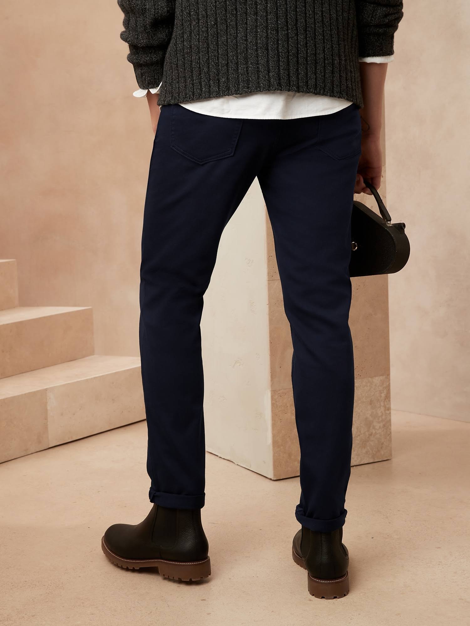 Banana Republic Men's Tapered Traveler Pant Navy Blue Size 38W 32L