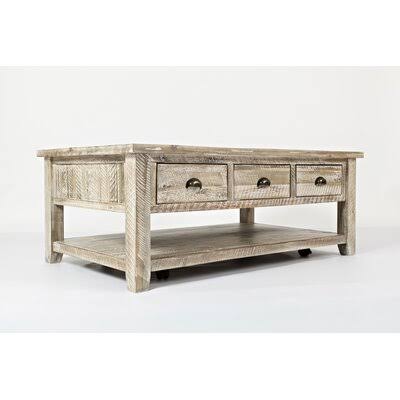 Birch Lane Leija Solid Wood Storage Coffee Table Color: Washed Gray