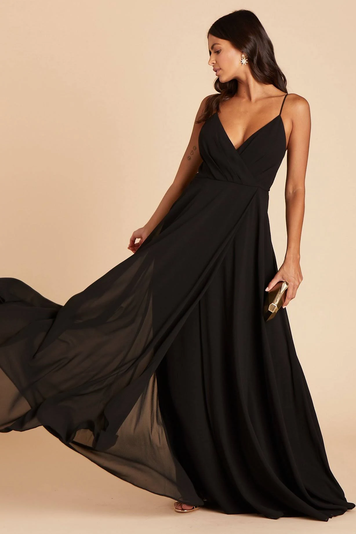 Birdy Grey Kaia Chiffon Bridesmaid Dress in Black XXL / Black