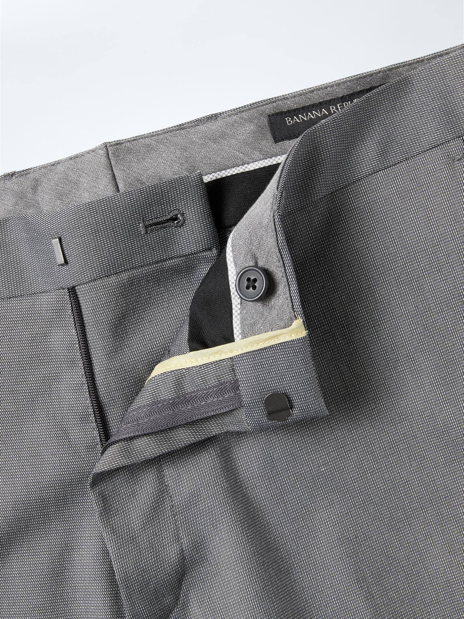 Banana Republic Men's Slim Non-Iron Stretch Cotton Solid Pant Gray Size 35W 30L