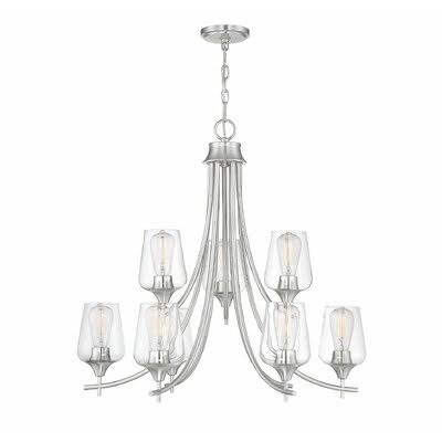 Keener 9-Light Shaded Chandelier Finish: Satin Nickel