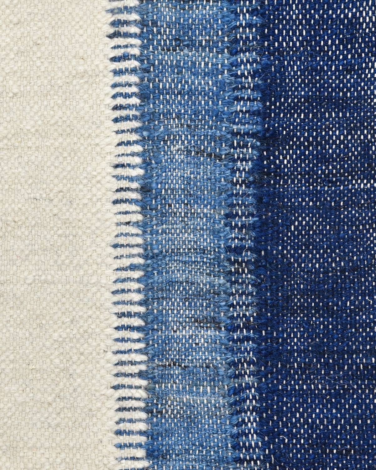 Levi Striped Hand Knotted Wool/Cotton Blue/White Area Rug Solo Rugs Rectangle 8& x 10&