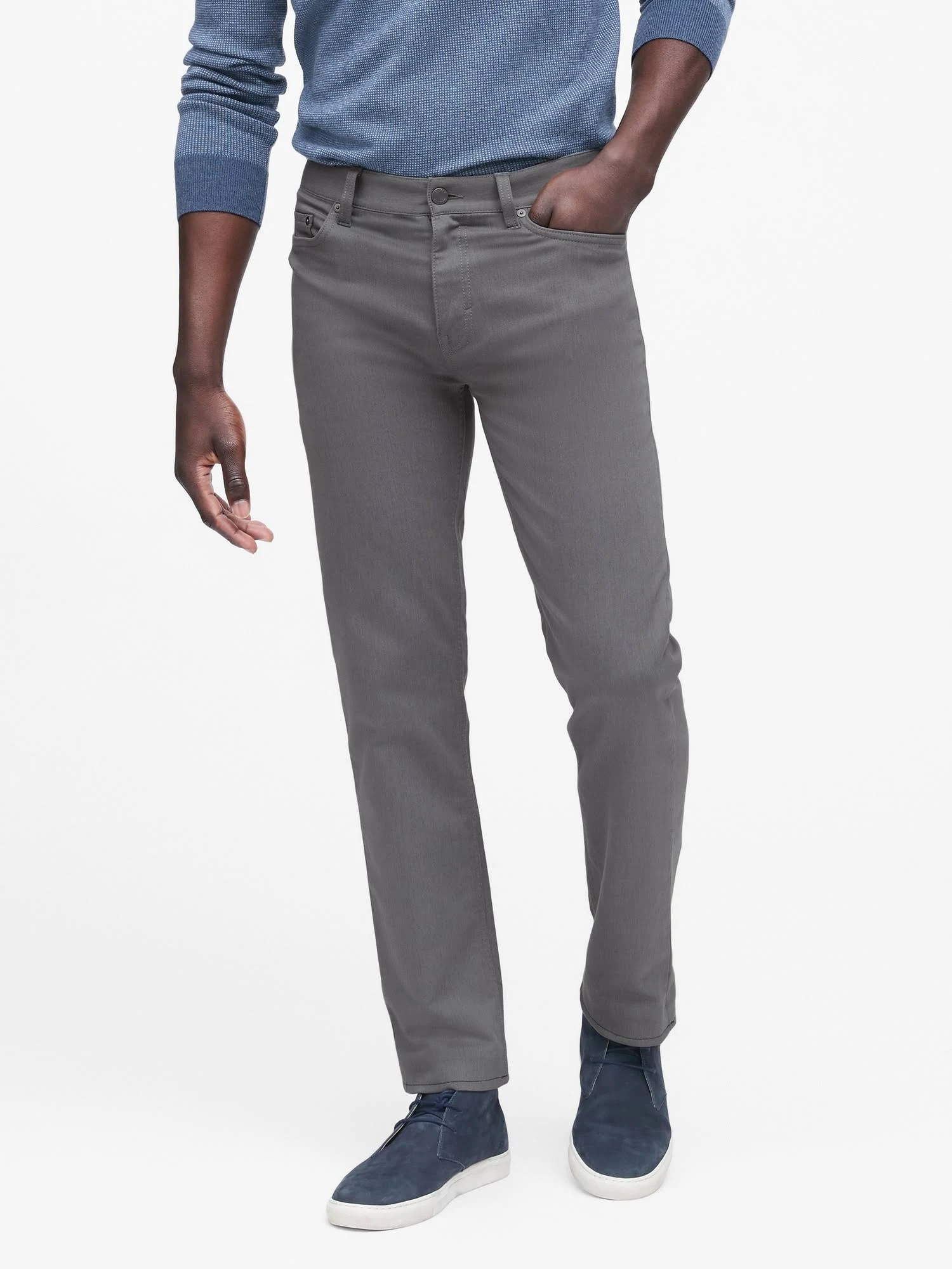 Banana Republic Men's Slim Heathered Traveler Pant Smoke Gray Size 38W 34L