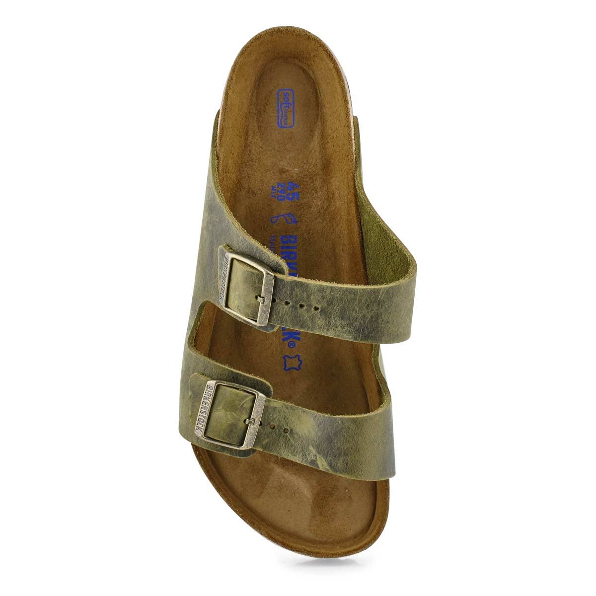 Birkenstock Arizona Oiled Leather Jade Two-Strap Sandals