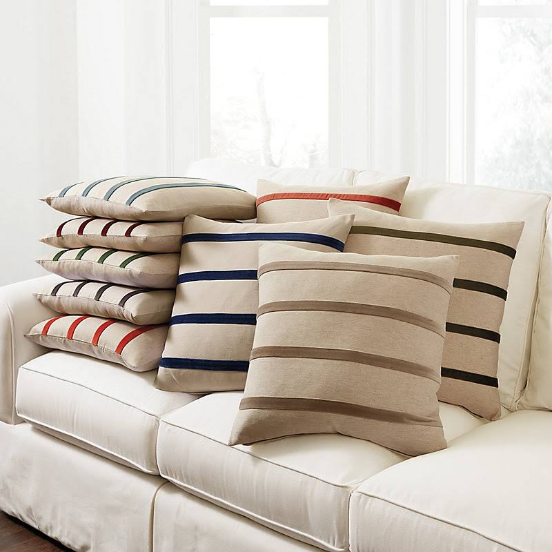 Velvet Striped Linen Pillow Cover Terra Cotta 20x22 x 20x22 - Ballard Designs