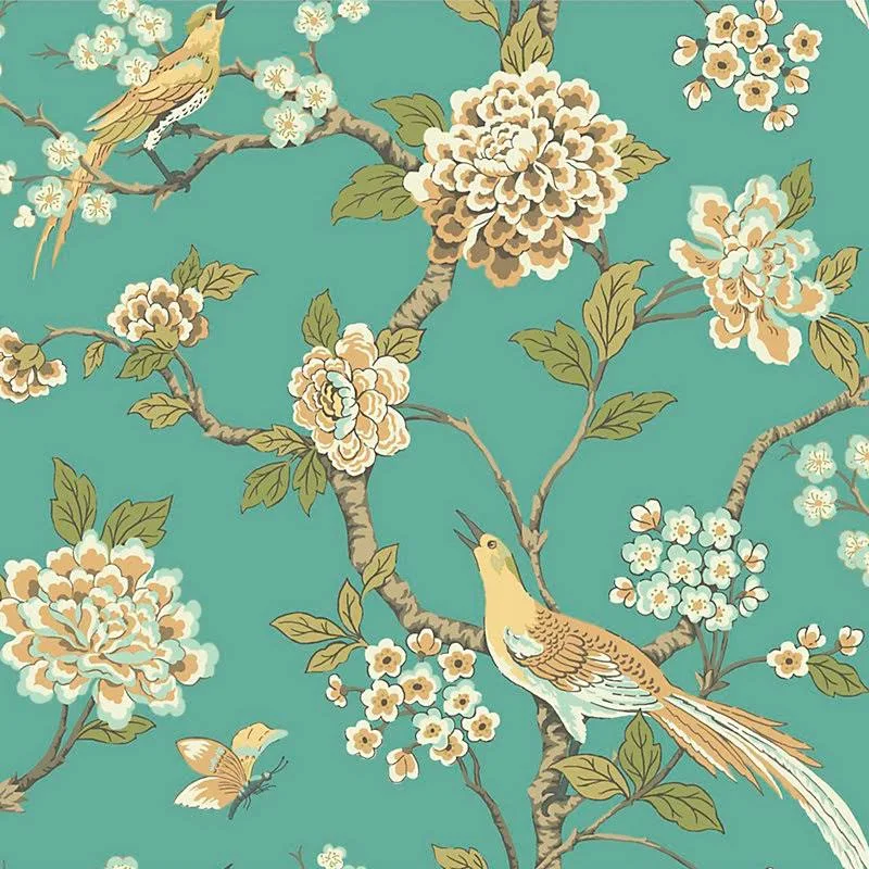 Chinoiserie Garden Wallpaper Red/Blue - Ballard Designs