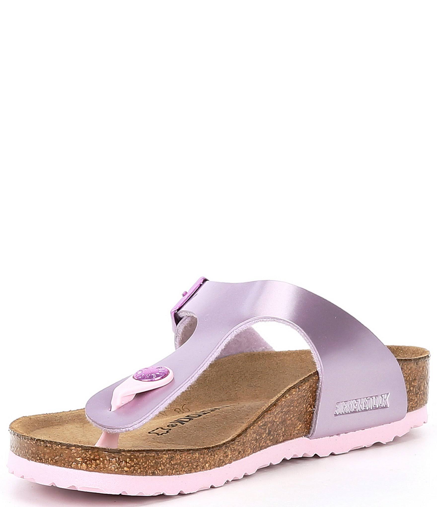 Birkenstock Gizeh Sandal - Girls& Electric Metallic Lilac Birko-Flor, 33.0
