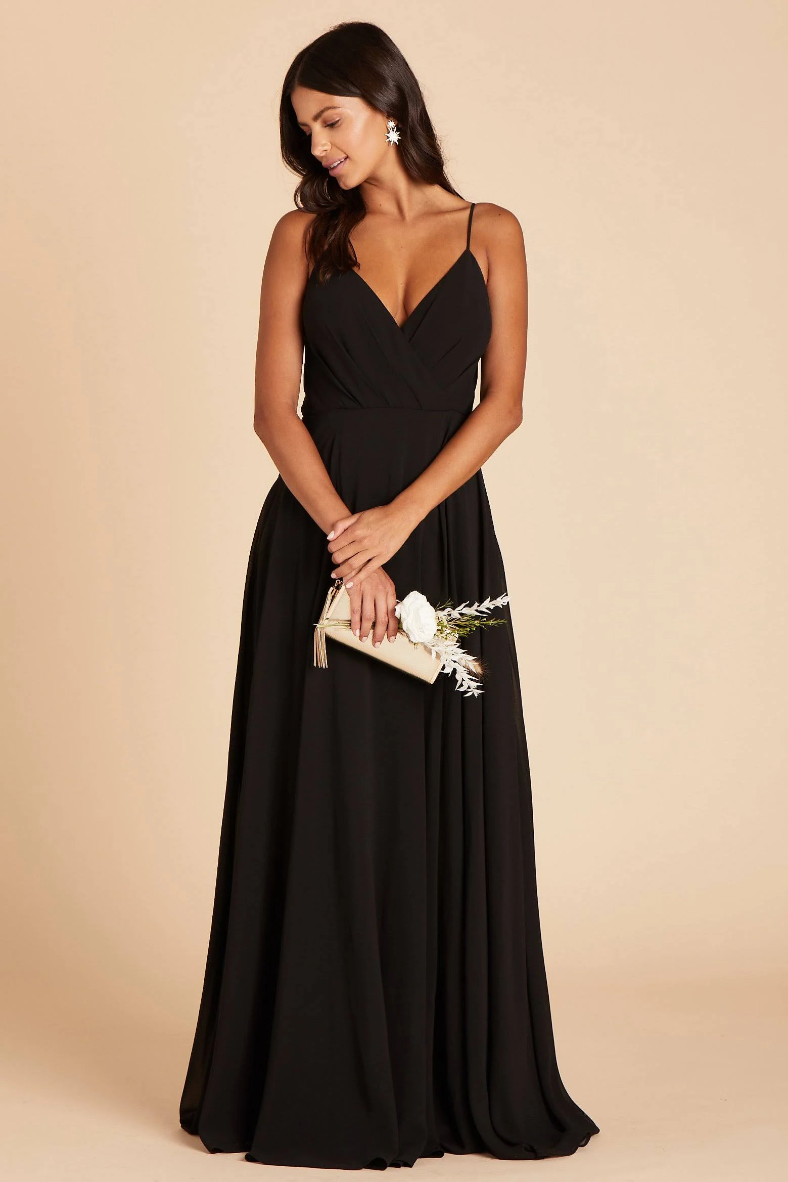 Birdy Grey Kaia Chiffon Bridesmaid Dress in Black XXL / Black
