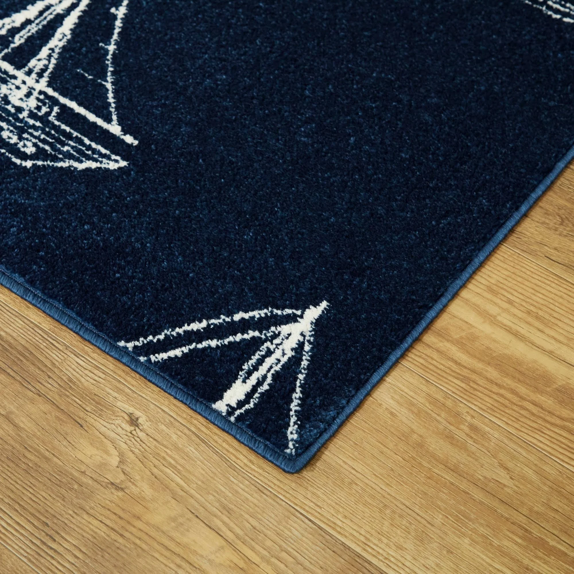 Marino Ship Sailboat Coastal Area Rug - 2&7x22 x 7& Runner - Blue