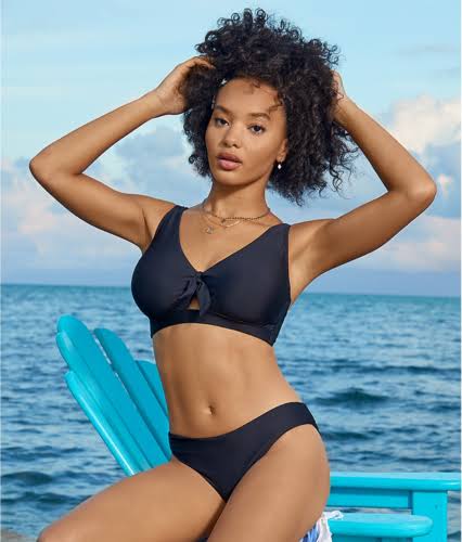 Birdsong Onyx Tie Front Bikini Top - Womens - Onyx - 34DDD