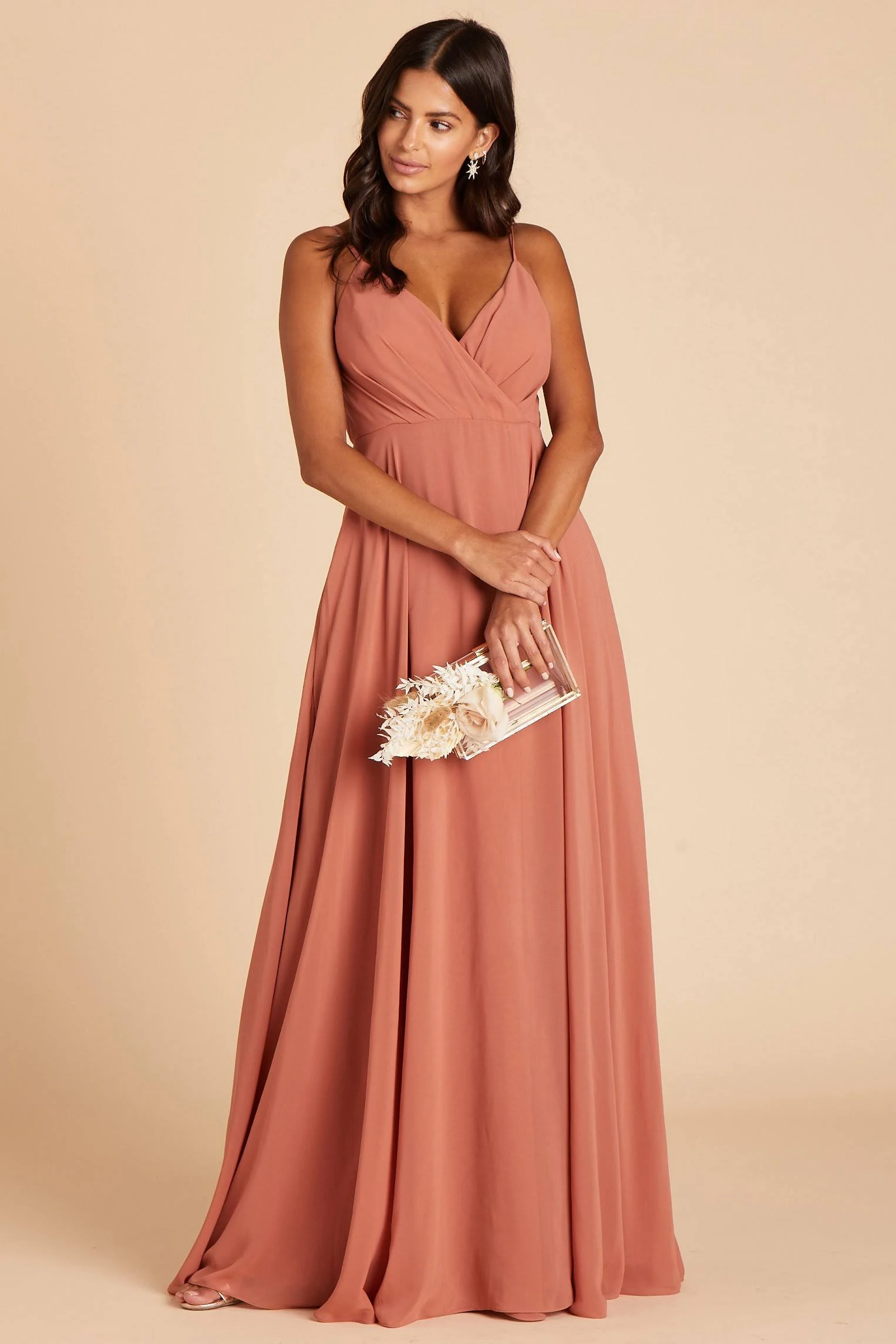 Birdy Grey Kaia Chiffon Bridesmaid Dress in Terracotta XXL / Terracotta