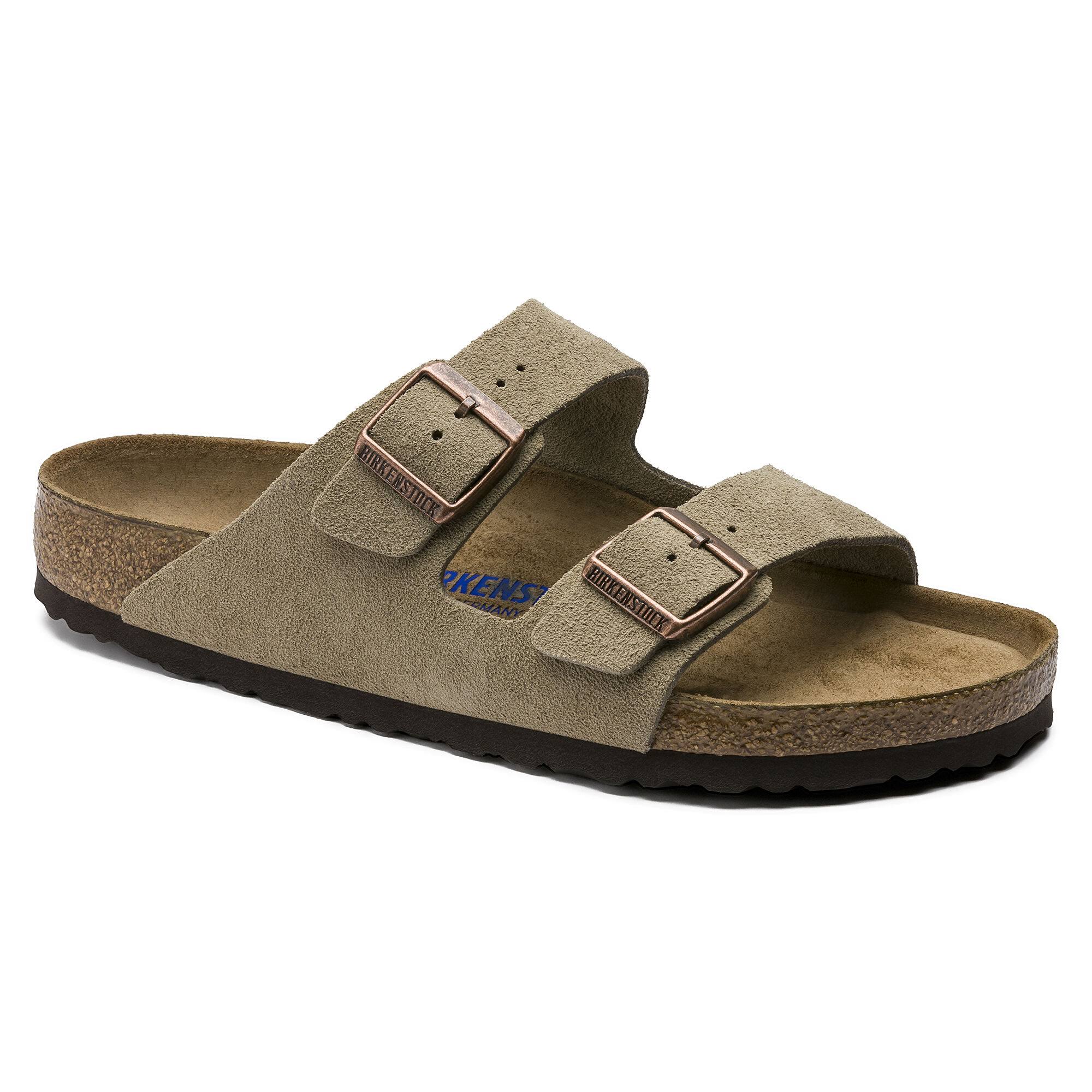 Birkenstock Arizona Suede Soft Footbed Sandals - Taupe