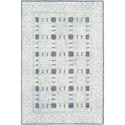 Matthew Handmade Tufted Wool Navy/Cream/Ice Blue Rug Birch Lane Rug Size: Rectangle 5& x 7&6x22