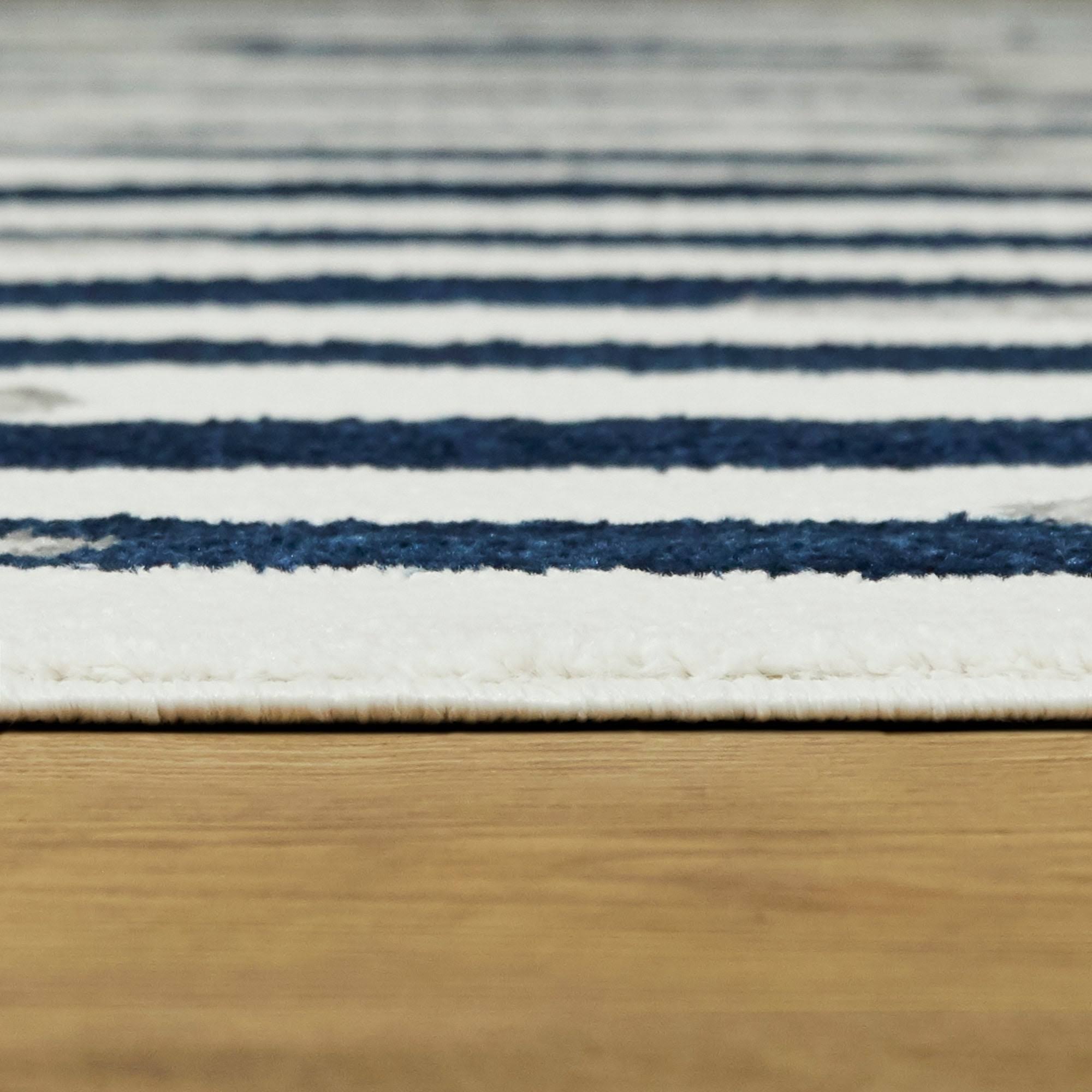 BALTA Sereia Starfish Print Striped Grey/Teal 5 ft. x 7 ft. Area Rug