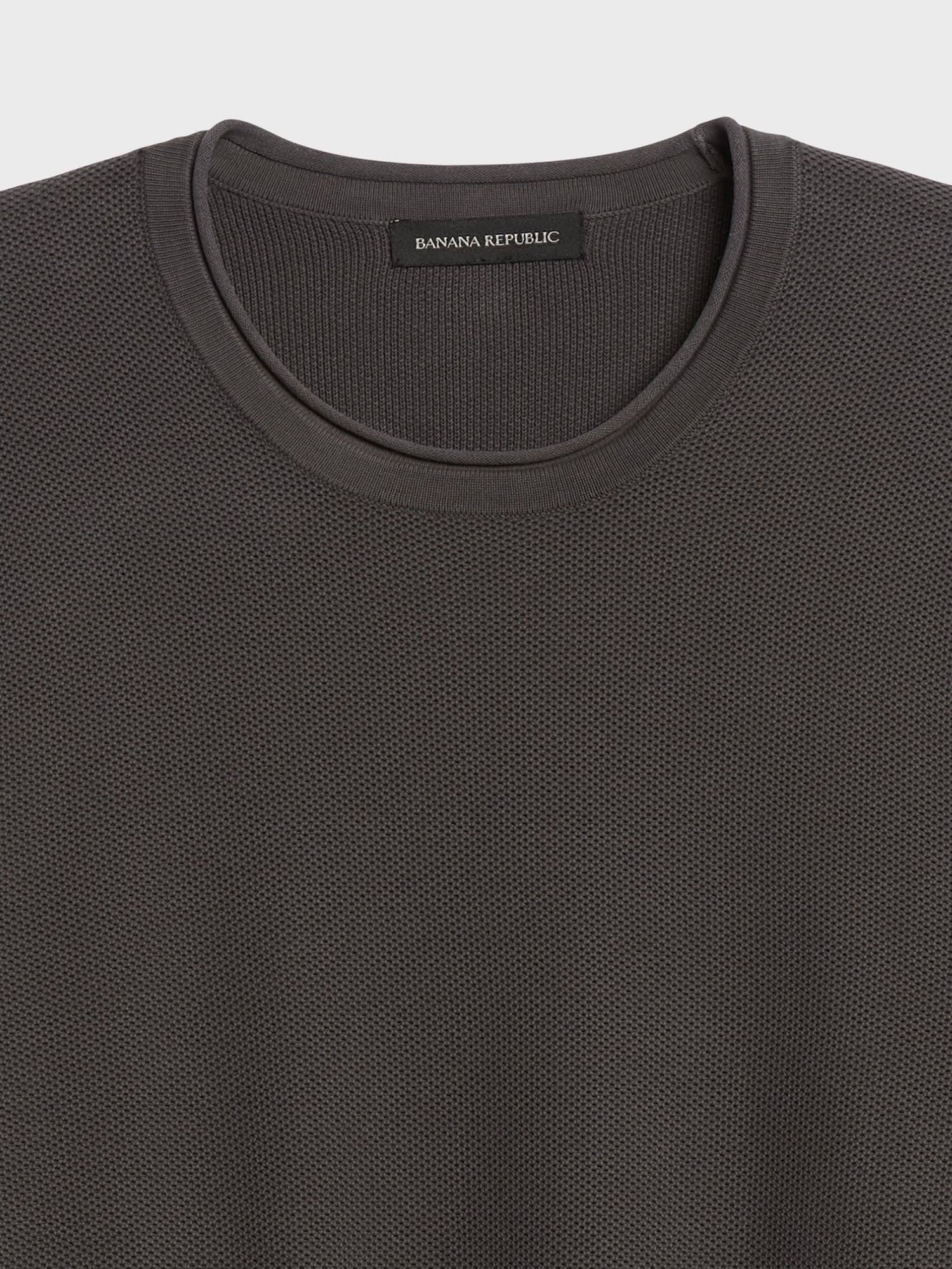 Banana Republic Men's Cotton Waffle-Knit Sweater Dark Charcoal Size S