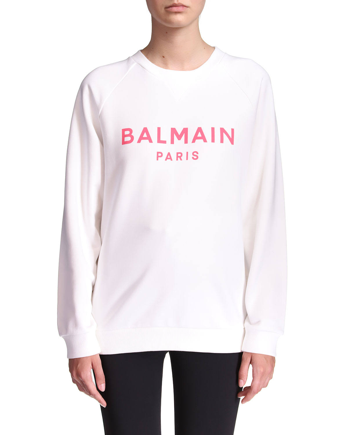Balmain Logo Printed Cotton Sweatshirt - White - Sweatshirts